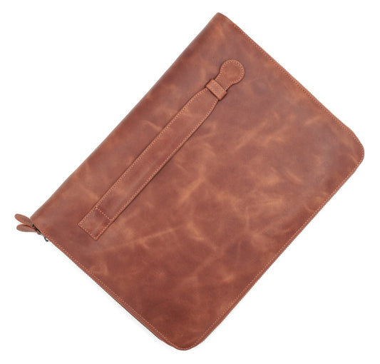 Genuine Leather 13–14 Inch Zippered Organizer Bag