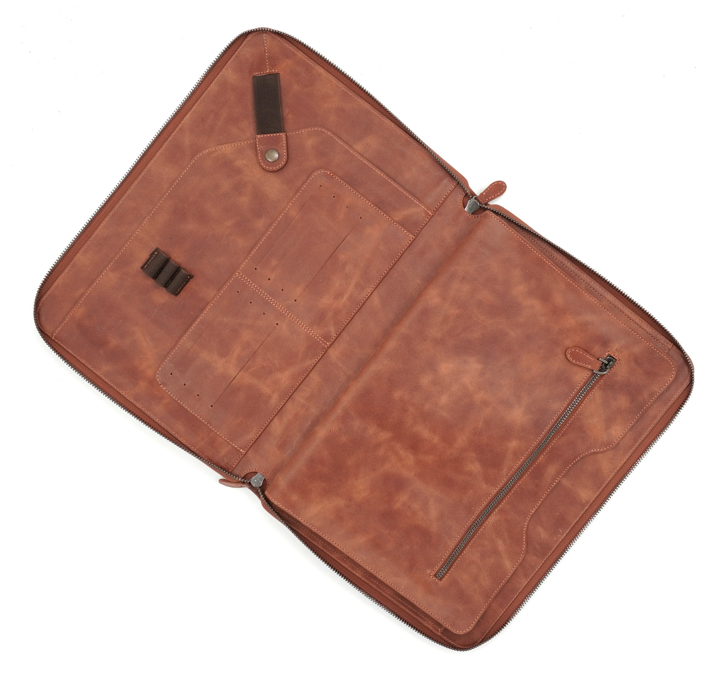 Genuine Leather 13–14 Inch Zippered Organizer Bag