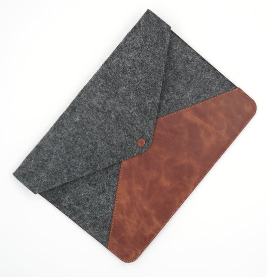 Genuine Leather and Felt Laptop & Document Sleeve