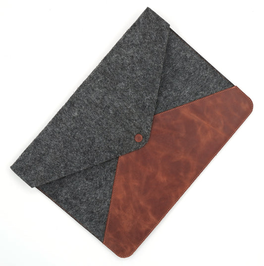 Genuine Leather and Felt Laptop & Document Sleeve