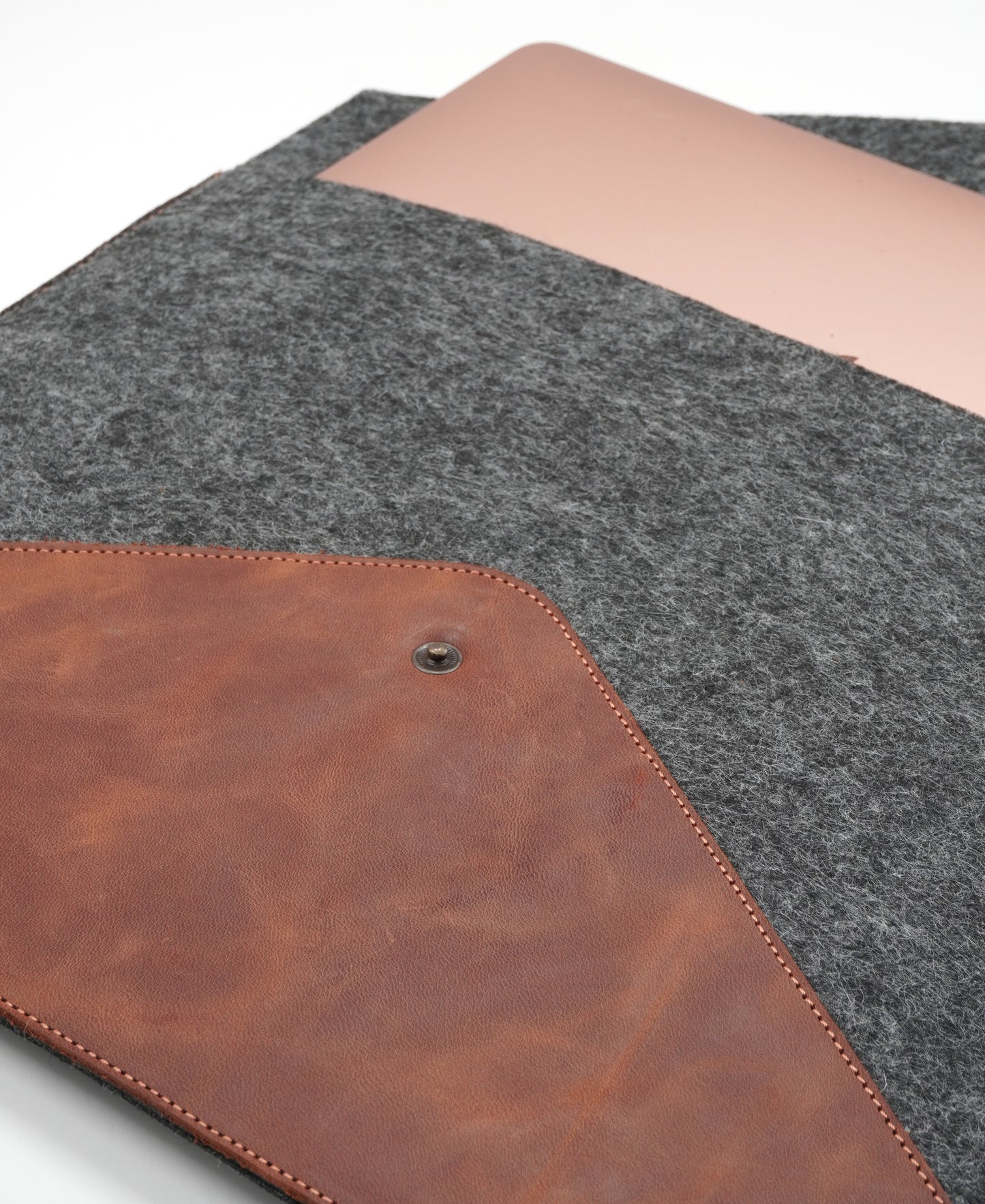 Genuine Leather and Felt Laptop & Document Sleeve