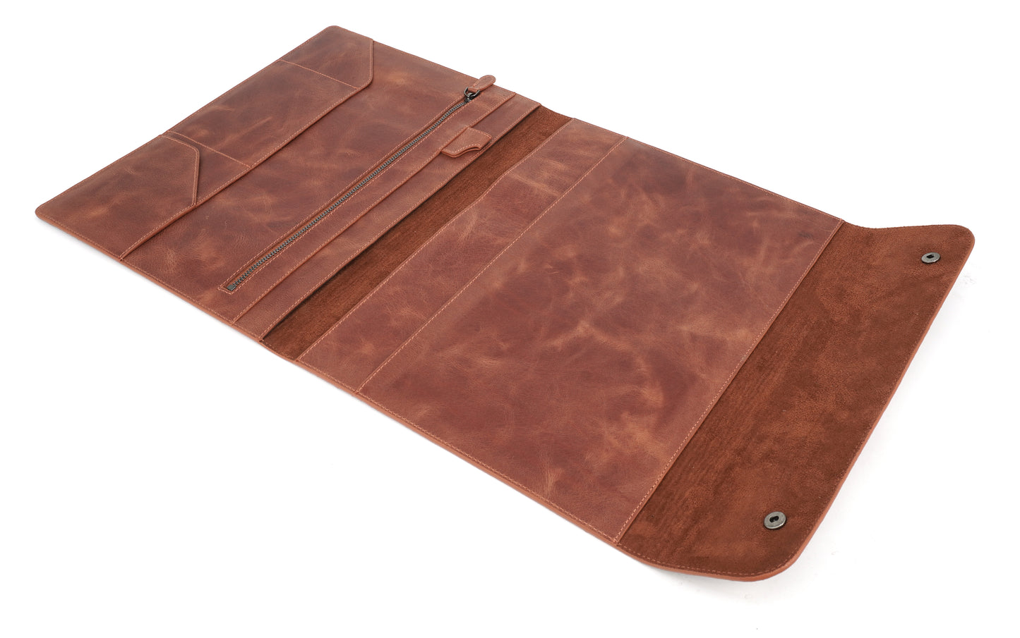 Genuine Leather Tablet Organizer Brown