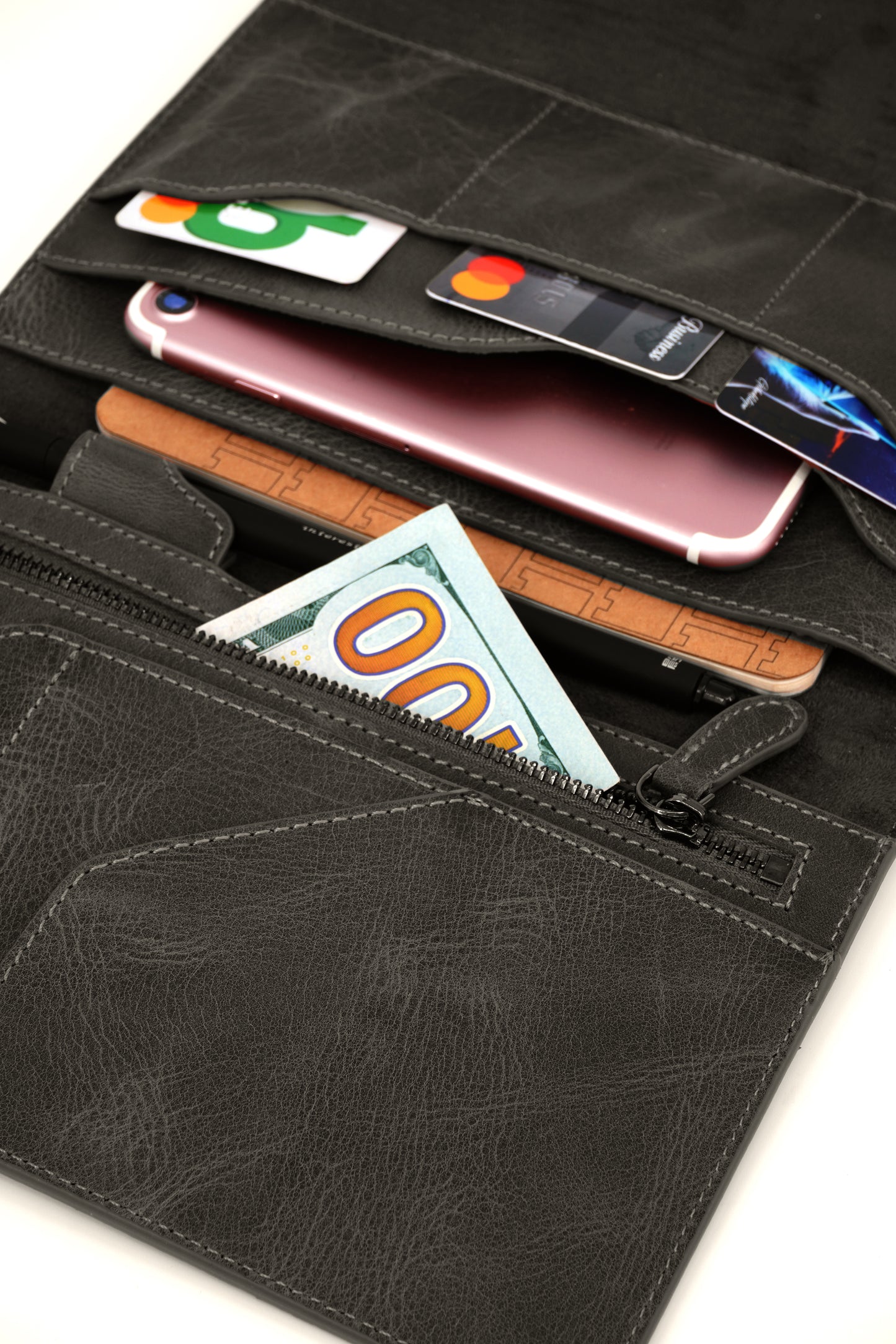 Genuine Leather Mini Organizer Black