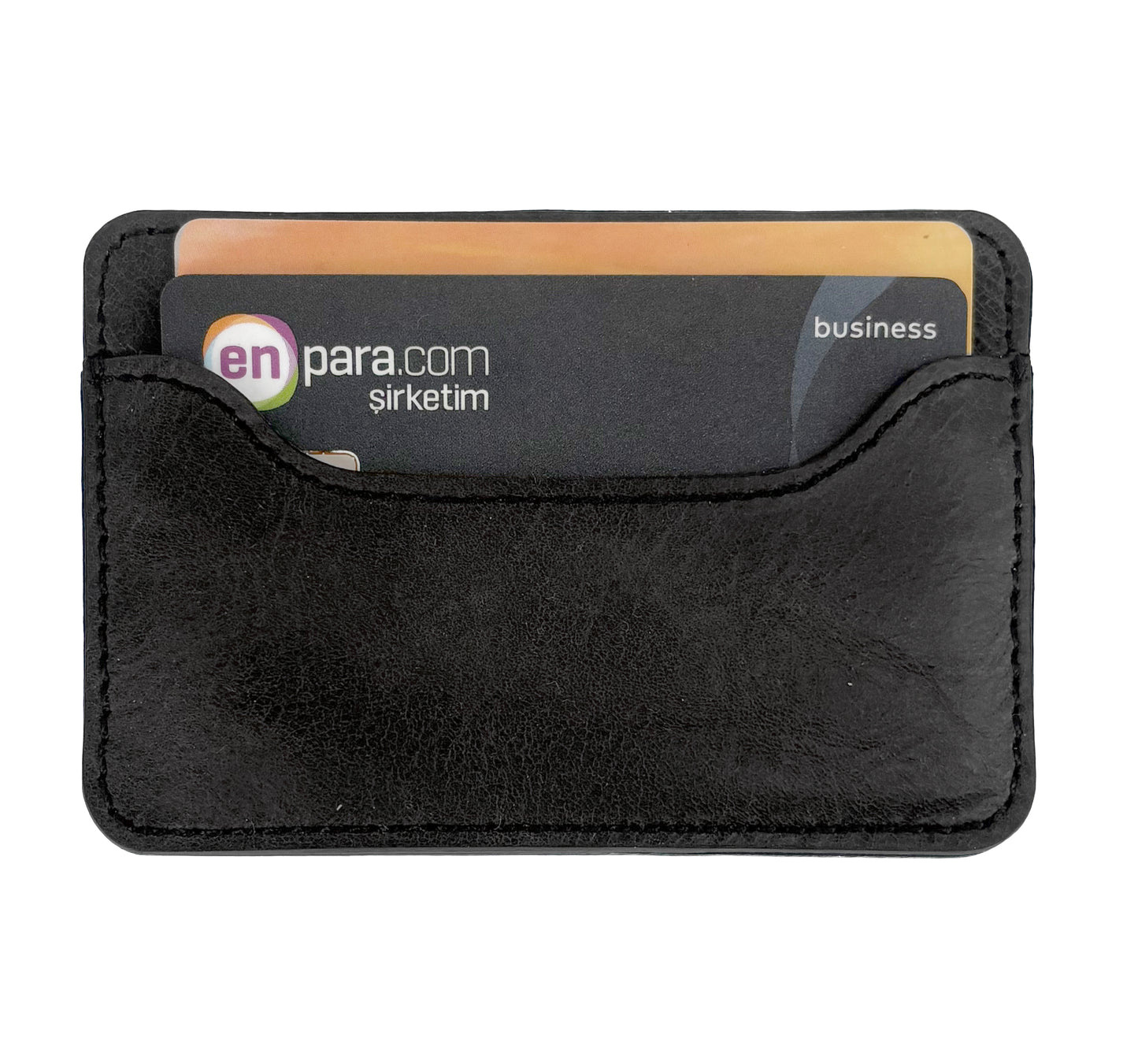 Genuine Leather Card Holder - Black