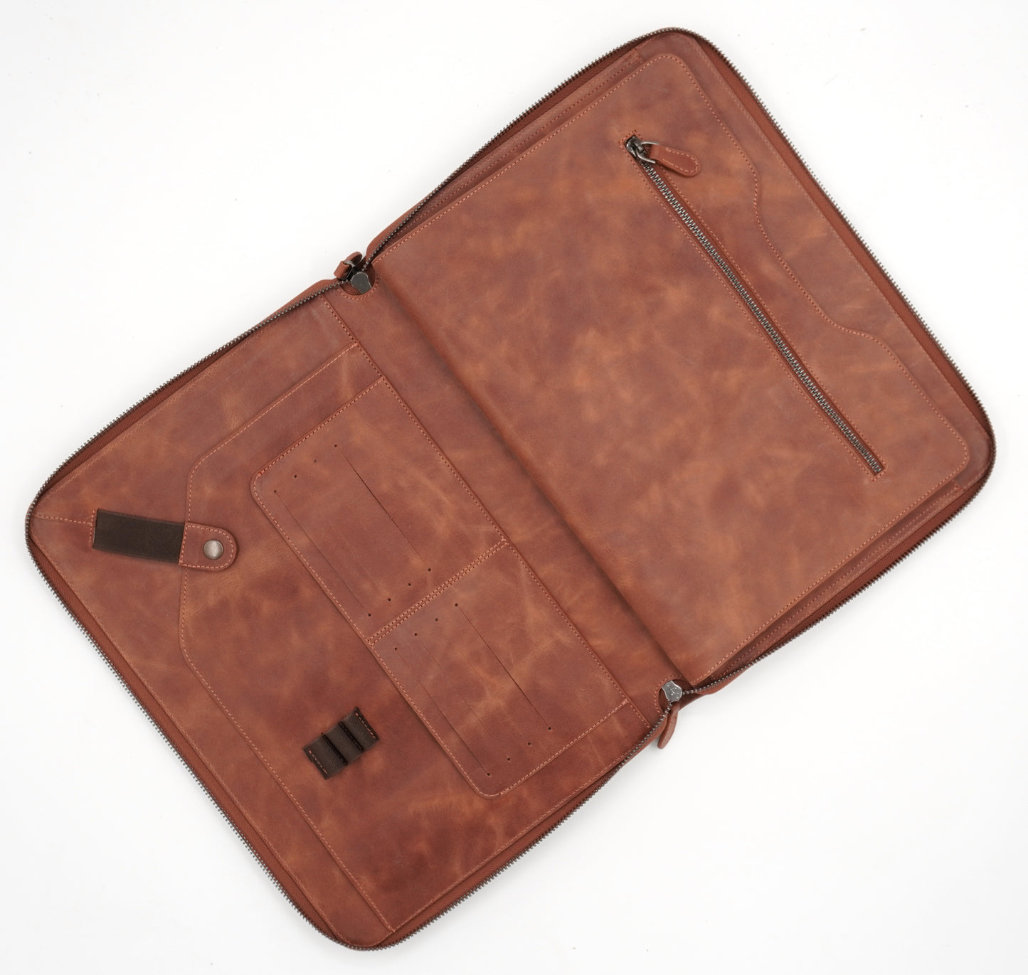 Genuine Leather 13–14 Inch Zippered Organizer Bag