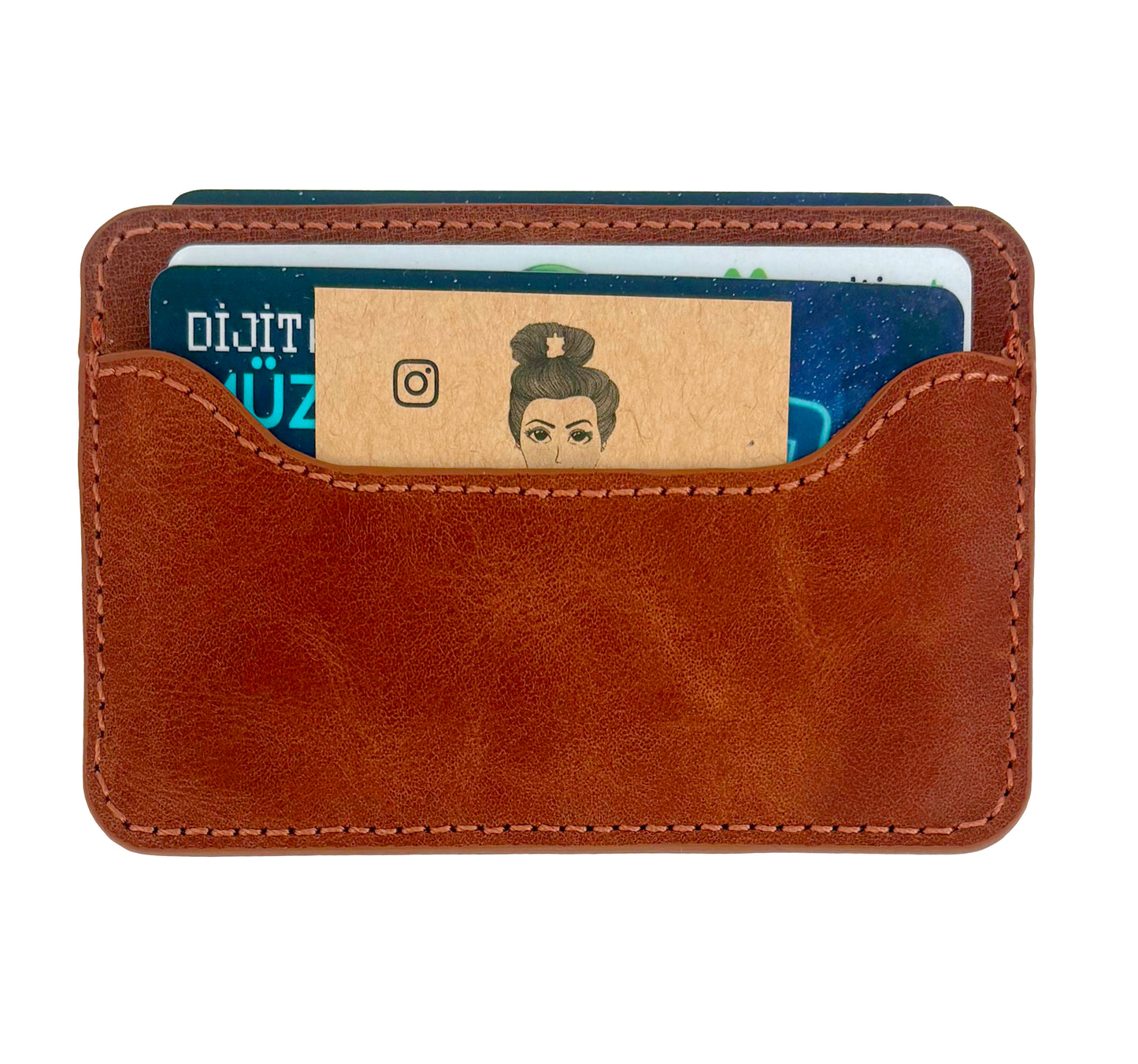 Genuine Leather Card Holder - Brown