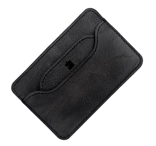 Genuine Leather Card Holder - Black